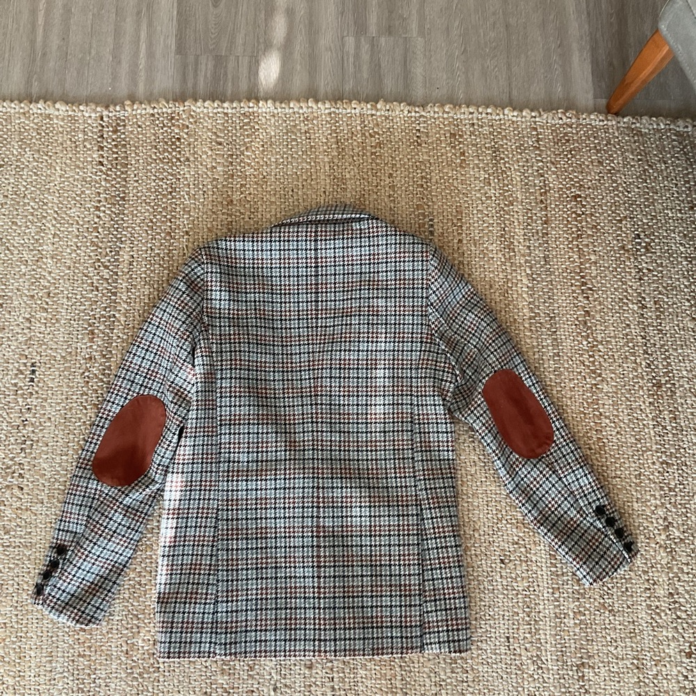 Evereve wool blend plaid Bowden small sued elbow blazer - Picture 11 of 16